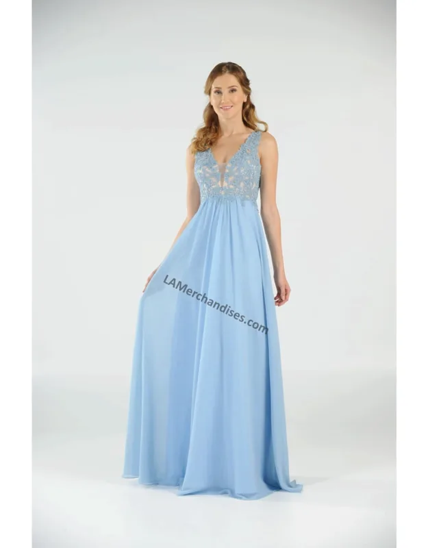 Sleeveless Lace And Chiffon Long Evening Dress