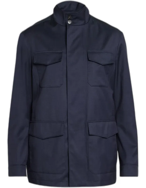 Flap Pocket Full-zip Field Jacket