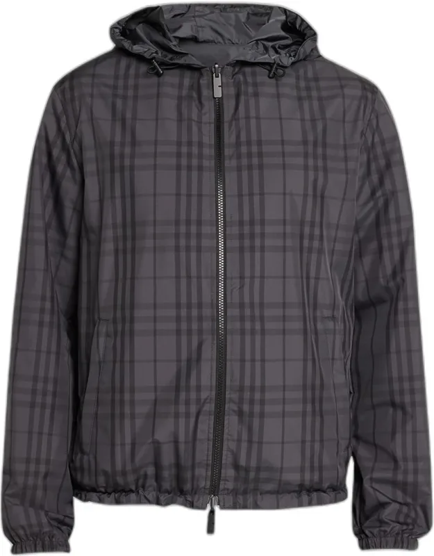 Reversible Check Hooded Jacket