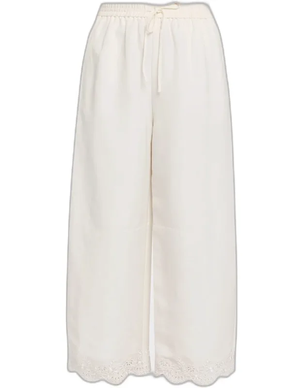 Embroidered Drawstring Pants