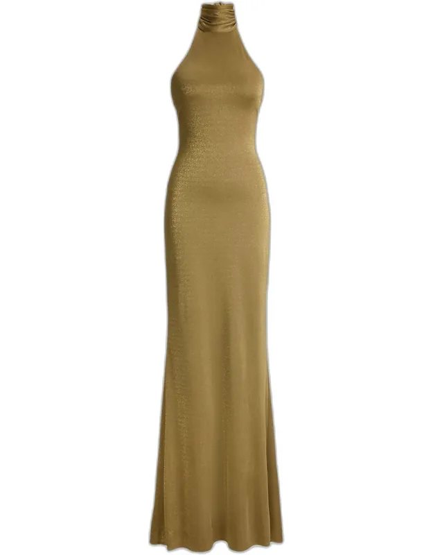 Metallic Jersey Evening Dress