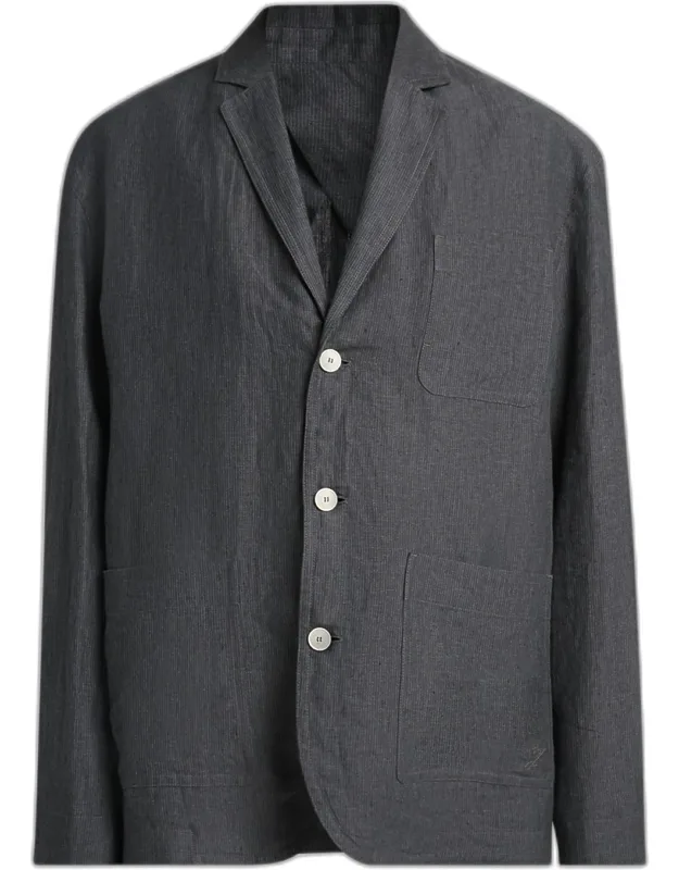 Linen Micro-stripe Deconstructed Sport Jacket