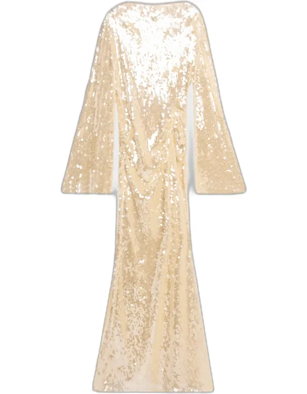 Sequined Mesh Maxi Dress