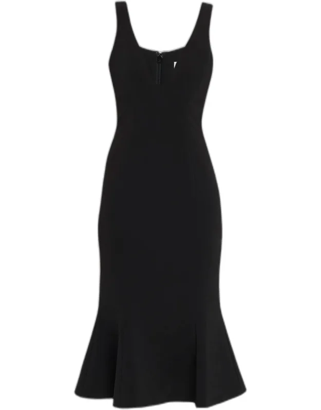 V-neck Sleeveless Flounce Hem Dress