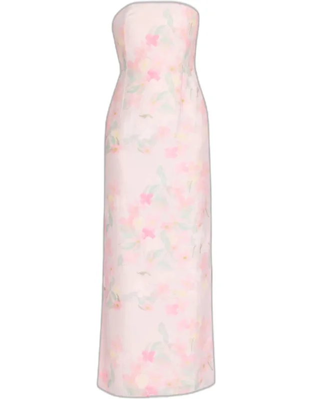 Elora Strapless Floral Linen Maxi Dress