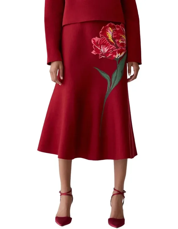 Wool-blend Flare Skirt
