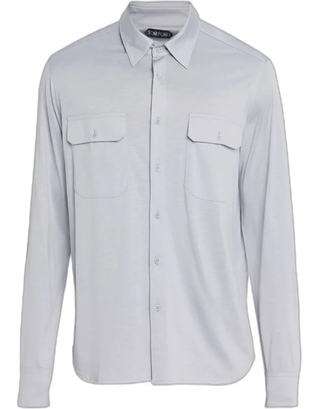 Cotton And Silk Jersey Button-down Shirt