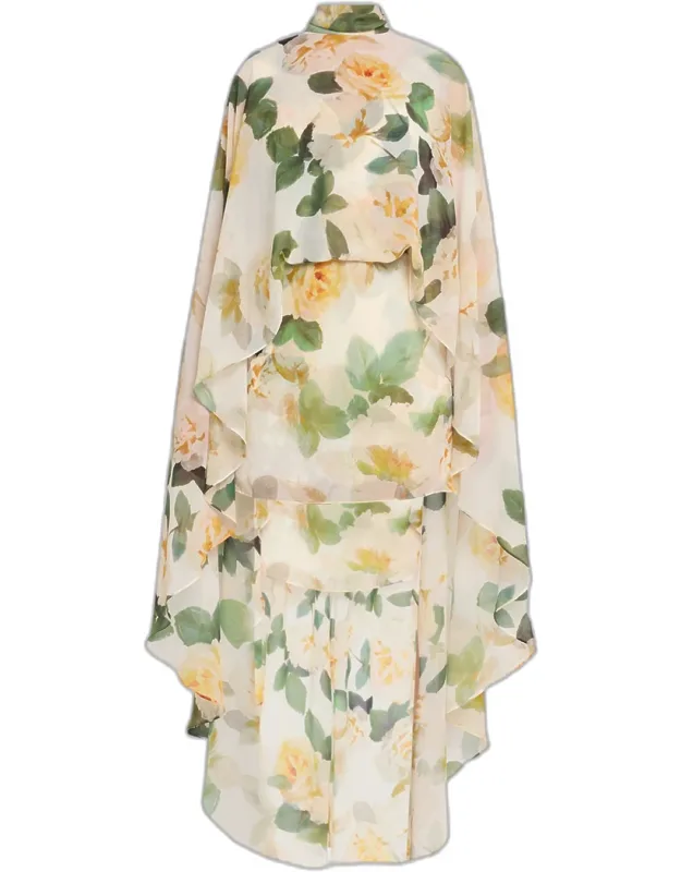 Draped Floral-print Mini Dress