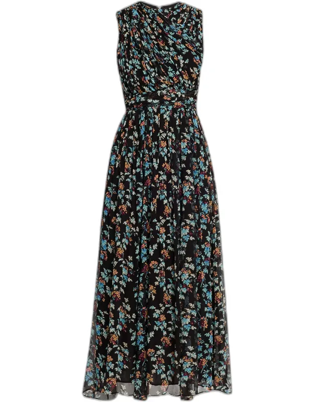 Celestina Floral Silk Chiffon Maxi Dress