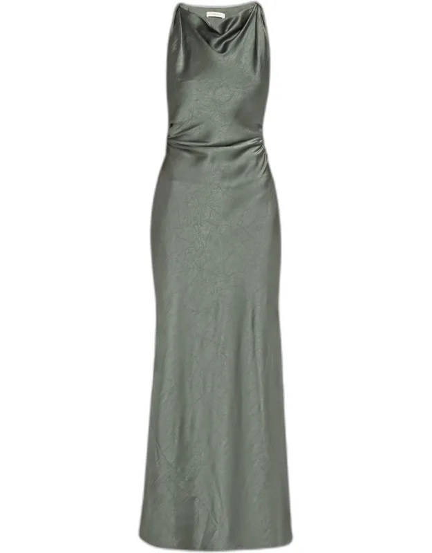 Twist Satin Maxi Dress