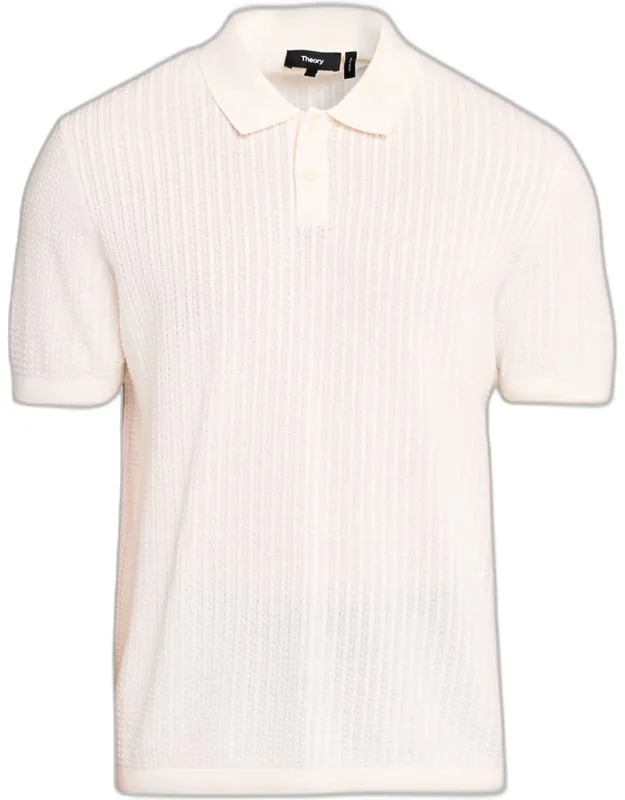 Cotton Cable Knit Polo Shirt