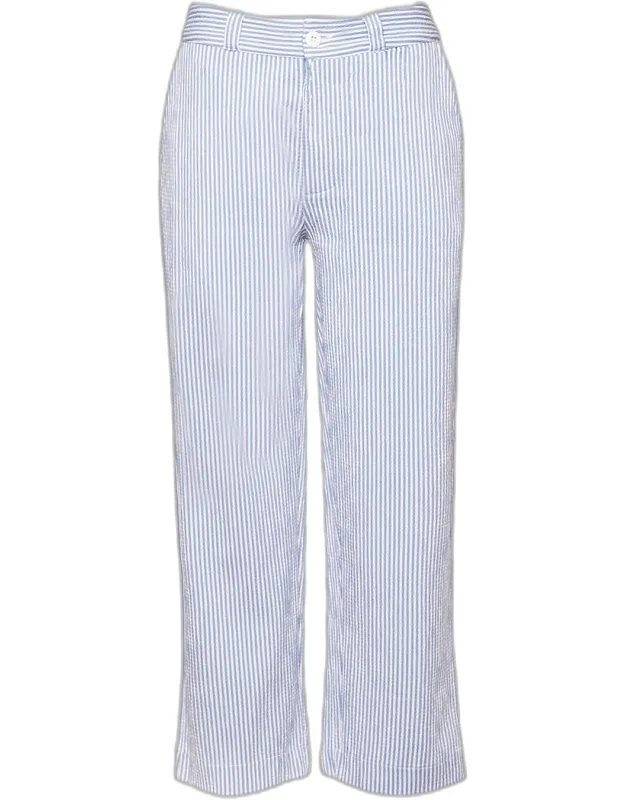 Cropped Striped Seersucker Pants