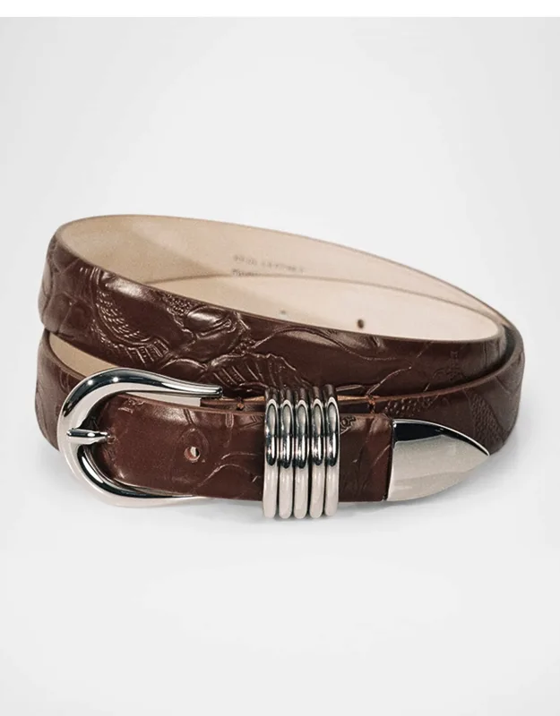 Hollyhock Embossed Leather Belt
