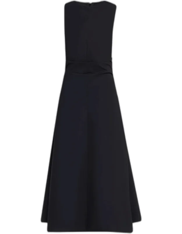 Ruched Poplin Maxi Dress