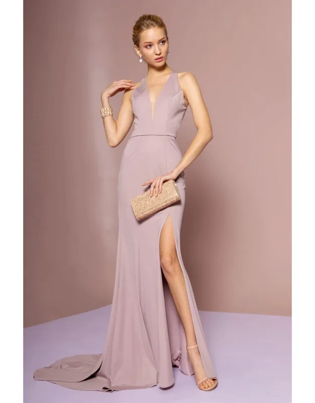 Simple Halter V-neck Long Dress