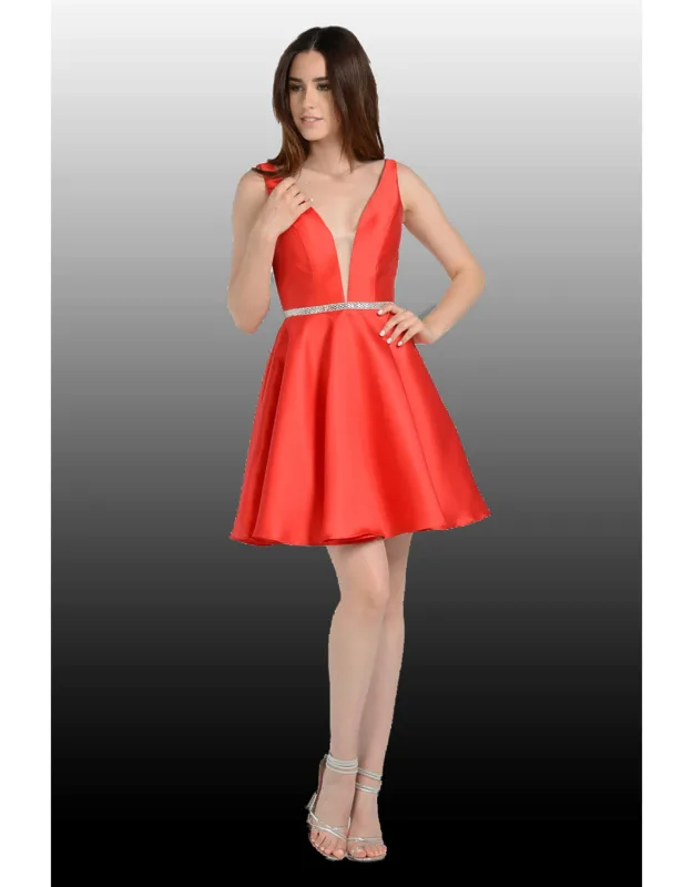 Plunging V-neckline Mikado Bridesmaid Dress