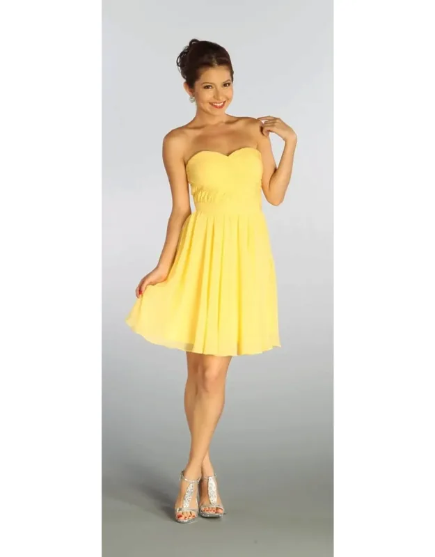 Simple Strapless Chiffon Bridesmaid Dress