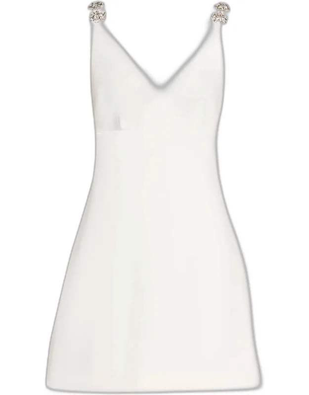Mattison Embellished Mini Dress With Floral Straps And A-line Silhouette