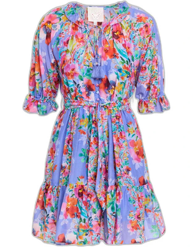 Floral-print Ruffle Mini Dress