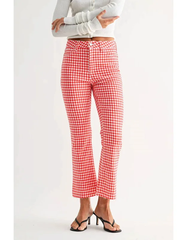 Gingham Crop Flare Pants