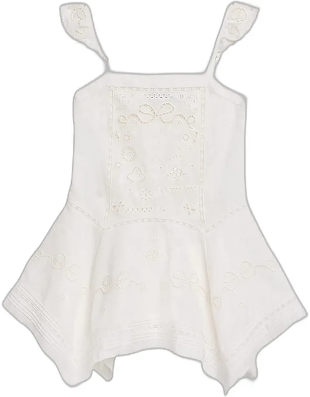 Embroidered Handkerchief Mini Dress