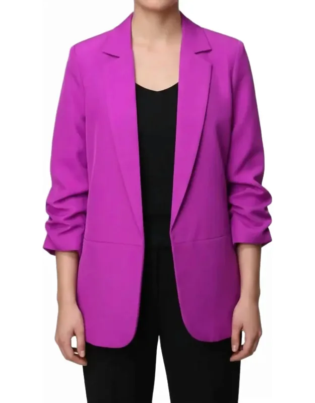 Ruched Sleeve Blazer