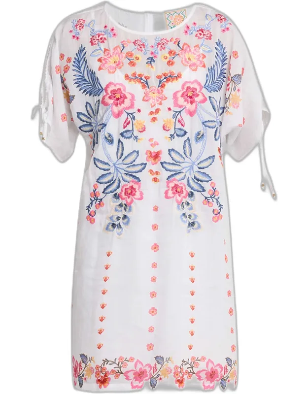Embroidered Split-sleeve Mini Dress