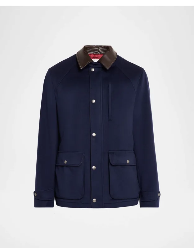 Wool Leather-trim Field Jacket