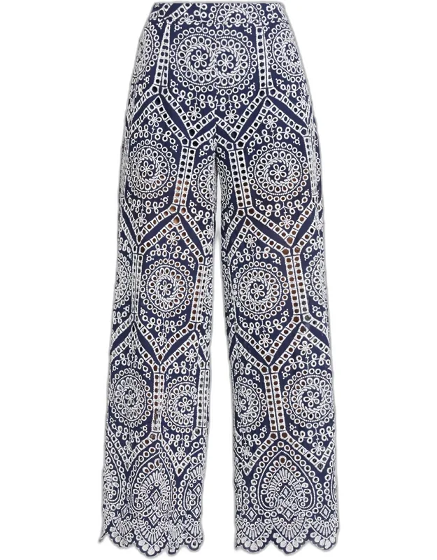Cotton Eyelet Pants
