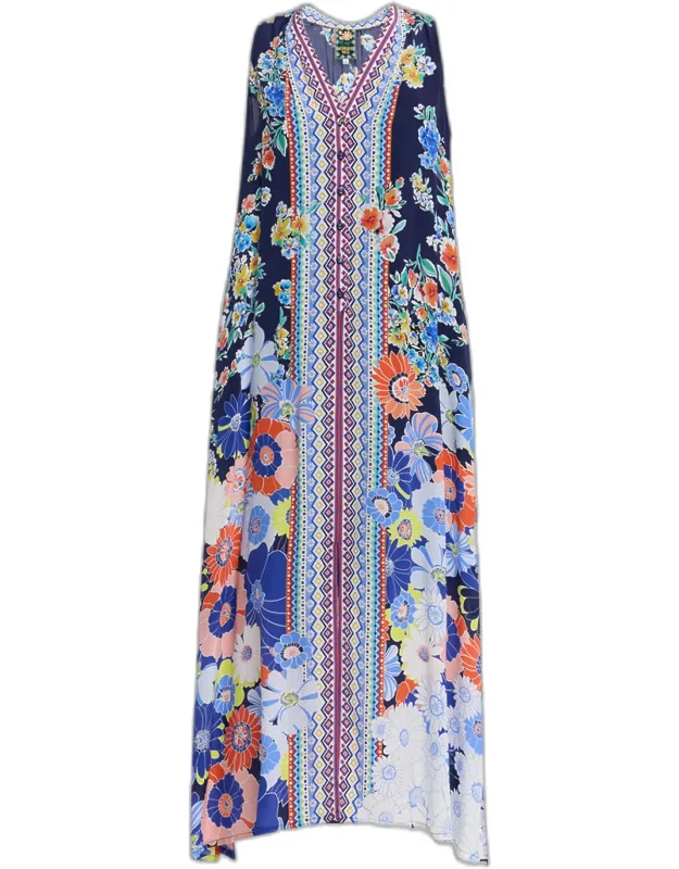 Banksia Floral-print Maxi Dress With V Neckline And Side-seam Pockets