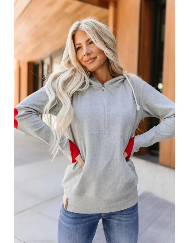 Halfzip Hoodie With Heart Elbow