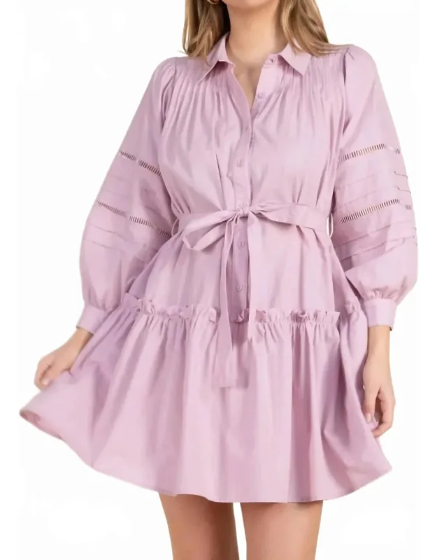 Eyelet Balloon Sleeve Dress