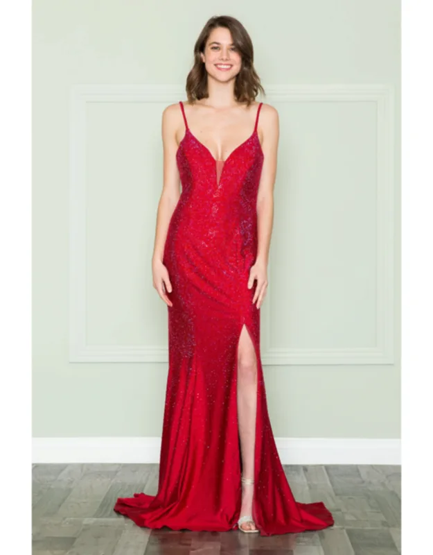 Open Back Bodycon Dress With Slit