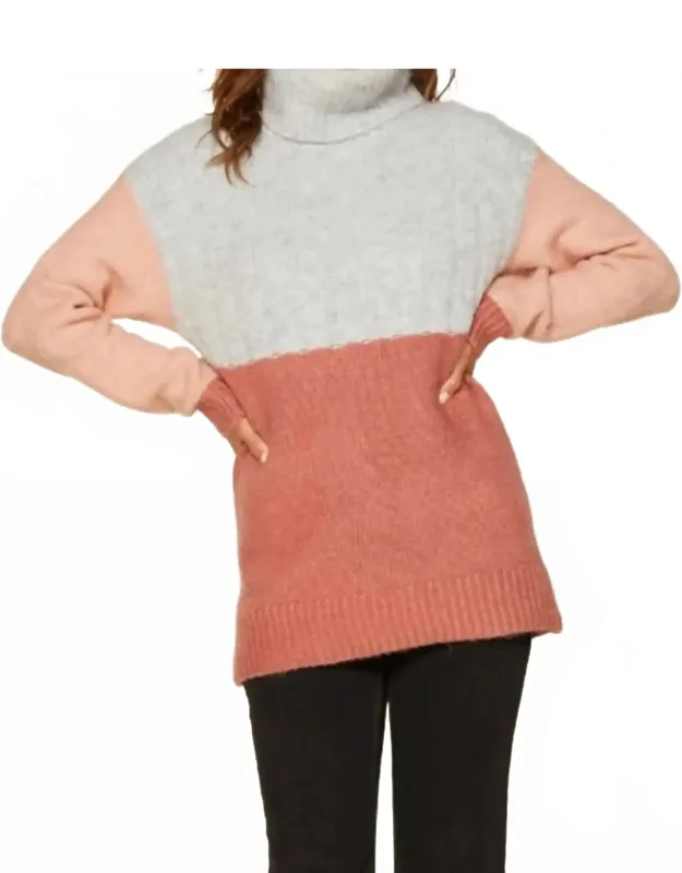 Colorblock Turtleneck Sweater