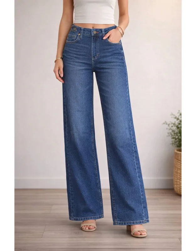 High Waist Retro Wide Leg Jeans