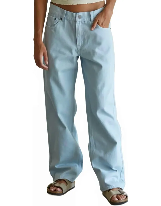 Woven Denim Straight Leg Pants