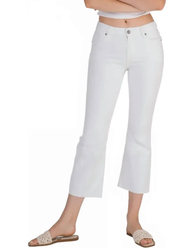 Clean Cut Mid Rise Flare Cropped Jeans