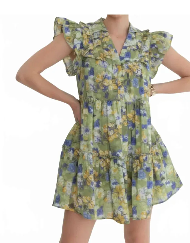 Garden Breeze Tiered Mini Dress