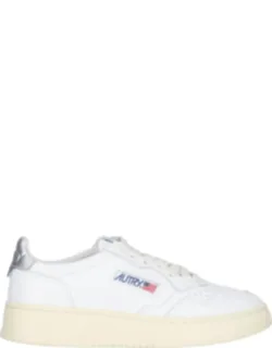 Medalist Leather Sneakers With Perforated Rounded Toe And Lace-up Closure