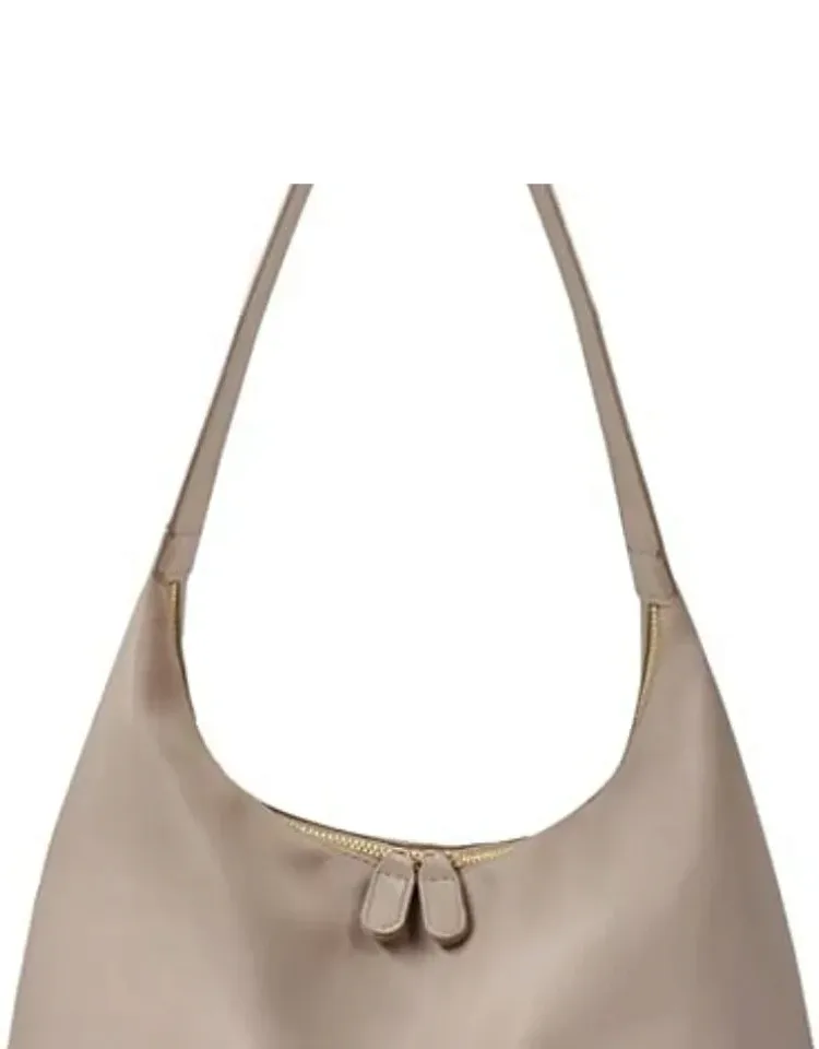 Leather Hobo Bag Small Soft Shoulder Purse Slouchy Tote Handbags With Double Zipper Design