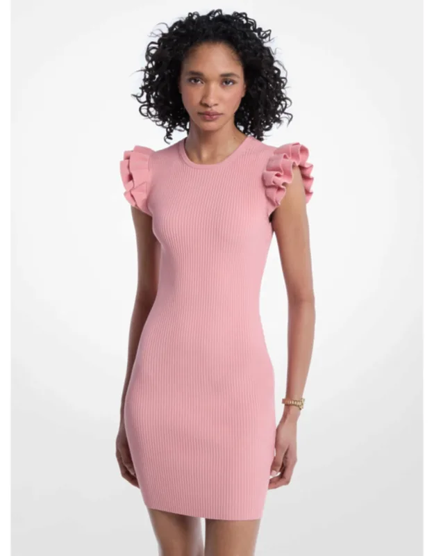 Ruffled Stretch Viscose Mini Dress