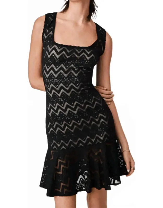 Square Neck Chevron Dress
