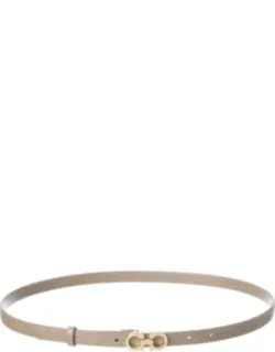 Ferragamo Gancini Leather Belt - Gold-tone Plaque Buckle, Made In Italy