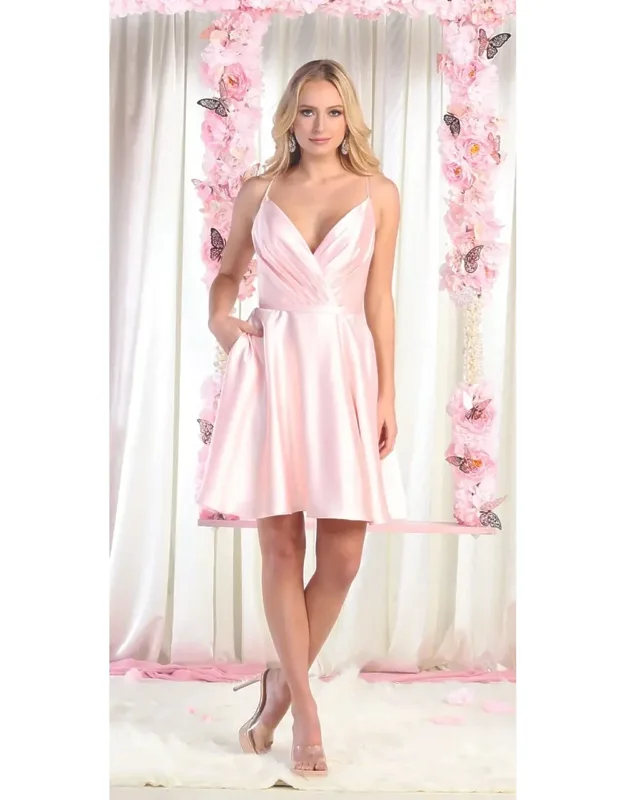 Lace Up Cocktail Dress With Pockets