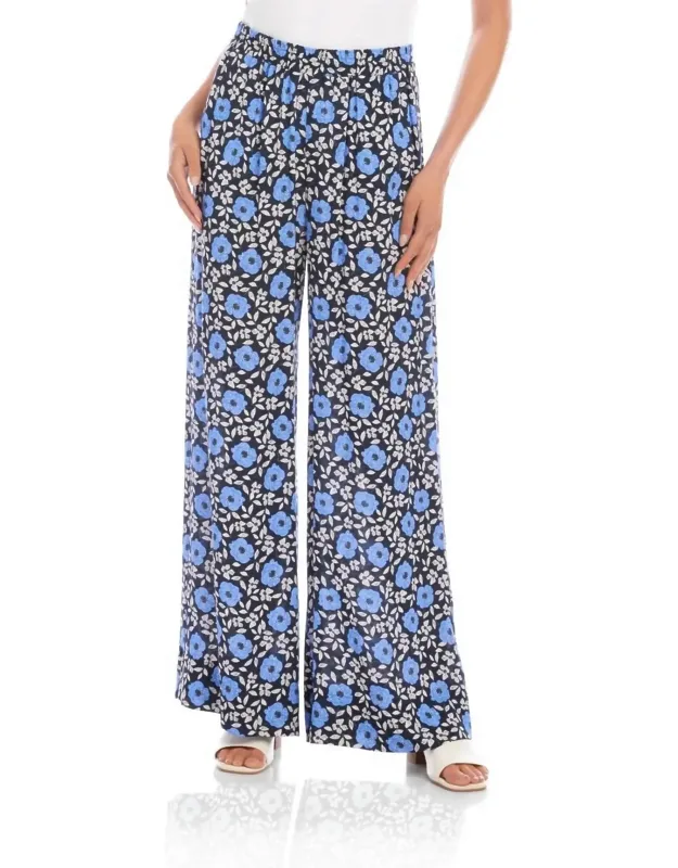 Wide-leg Pants In Floral Print