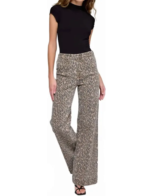 Cheetah High Rise Flare Jeans