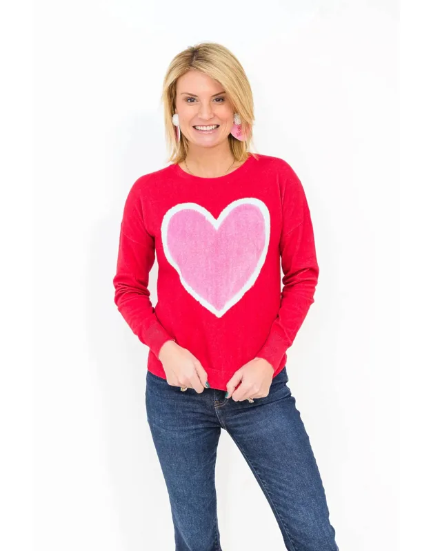 Enzyme Wash Heart Crew Neck Sweatshirt