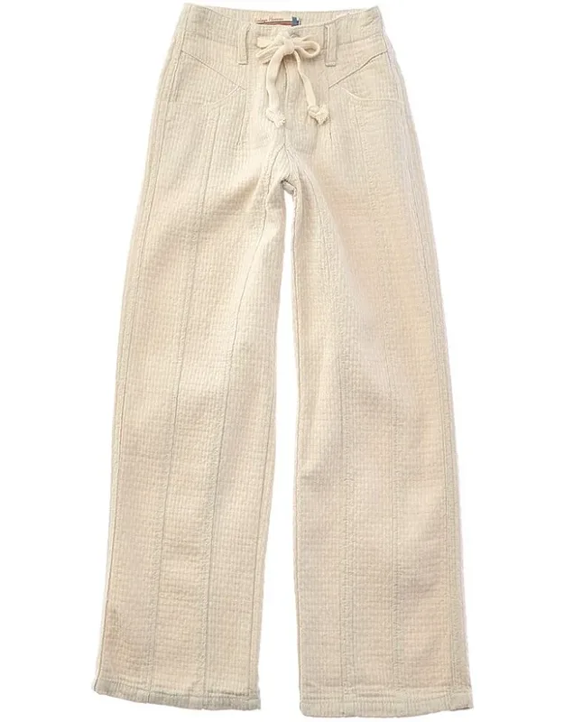 Textured Pintuck Wide Leg Pants