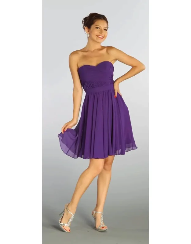 Simple Strapless Chiffon Bridesmaid Dress
