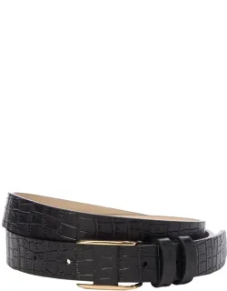 Croc-embossed Leather Belt